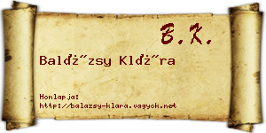 Balázsy Klára névjegykártya