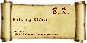 Balázsy Klára névjegykártya